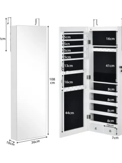COSTWAY Schmuckkästen<Schmuckschrank in Weiß