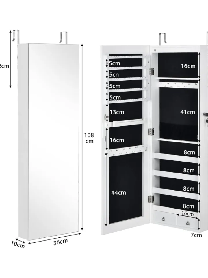 COSTWAY Schmuckkästen<Schmuckschrank in Weiß