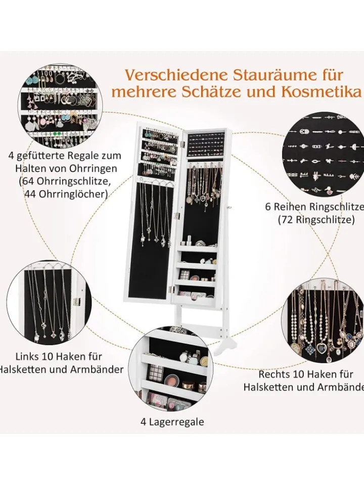 COSTWAY Schmuckkästen<Schmuckschrank in Weiß