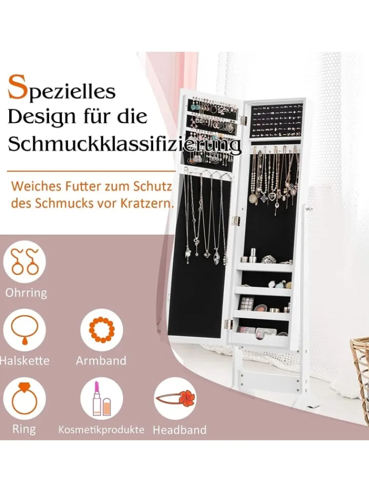 COSTWAY Schmuckkästen<Schmuckschrank in Weiß