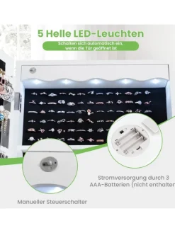 COSTWAY Schmuckkästen<Schmuckschrank in Weiß