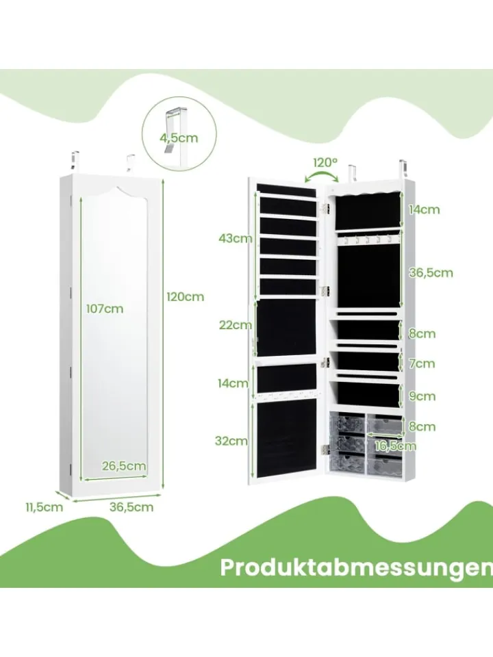 COSTWAY Schmuckkästen<Schmuckschrank in Weiß