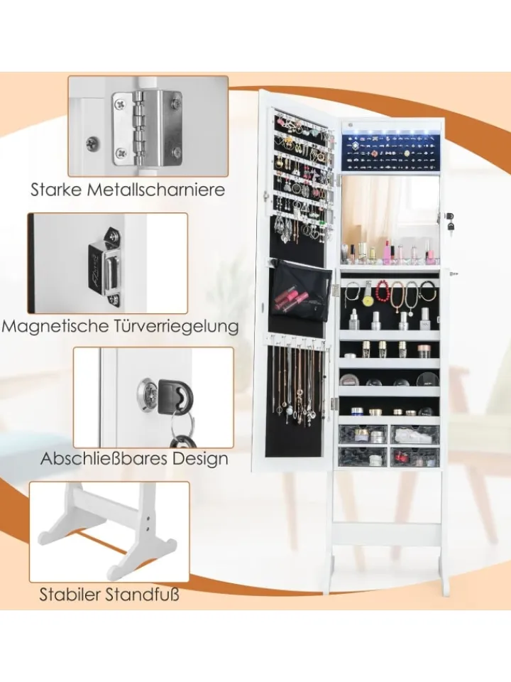 COSTWAY Schmuckkästen<Schmuckschrank in Weiß