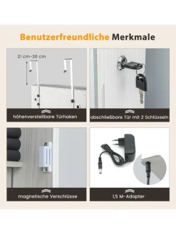 COSTWAY Schmuckkästen<Schmuckschrank LED abschließbar in Weiß