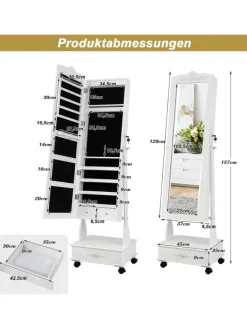 COSTWAY Schmuckkästen<Schmuckschrank LED in Weiß