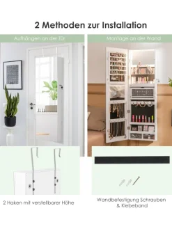 COSTWAY Schmuckkästen<Schmuckschrank LED in Weiß