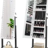 COSTWAY Schmuckkästen<Schmuckschrank LED mit Rollen 4 in 1 in Weiß