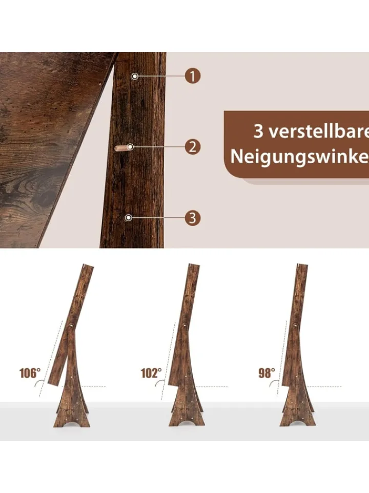 COSTWAY Schmuckkästen<Schmuckschrank mit Beleuchtung in Braun