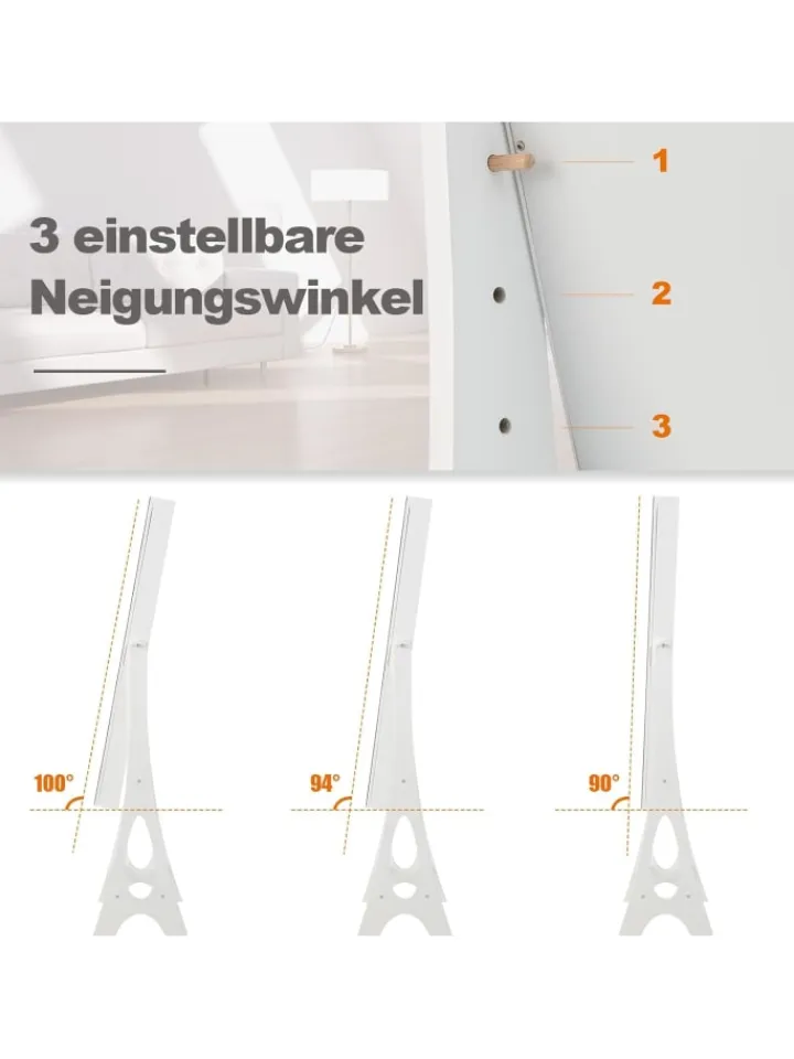 COSTWAY Schmuckkästen<Schmuckschrank mit LED & Spiegel in Weiß