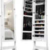 COSTWAY Schmuckkästen<Schmuckschrank mit LED in Weiß