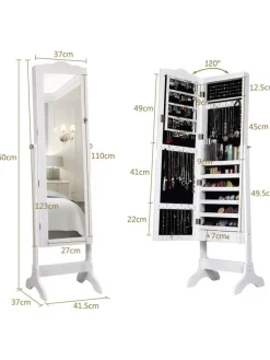 COSTWAY Schmuckkästen<Schmuckschrank mit LED in Weiß
