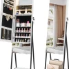 COSTWAY Schmuckkästen<Schmuckschrank mit Schublade LED in Weiß