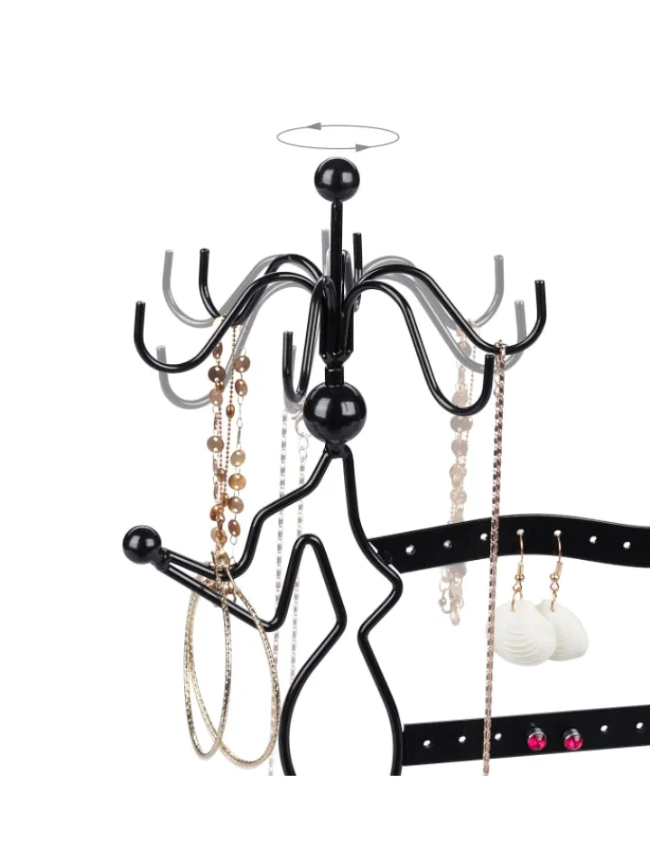 relaxdays Schmuckkästen<Schmuckständer in Schwarz - (B)35 x (H)33 x (T)13 cm
