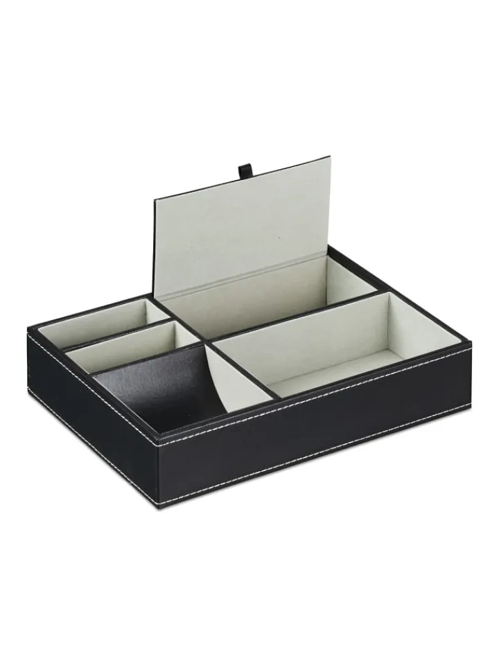 relaxdays Schmuckkästen<Schmucktablett in Schwarz - (B)25,5 x (H)5 x (T)18,5 cm
