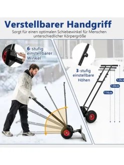 COSTWAY Weitere Haushaltshelfer<Schneeschaufel mit Rädern in Schwarz