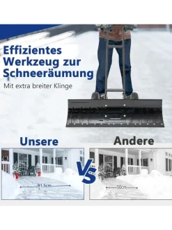 COSTWAY Weitere Haushaltshelfer<Schneeschaufel mit Rädern in Schwarz