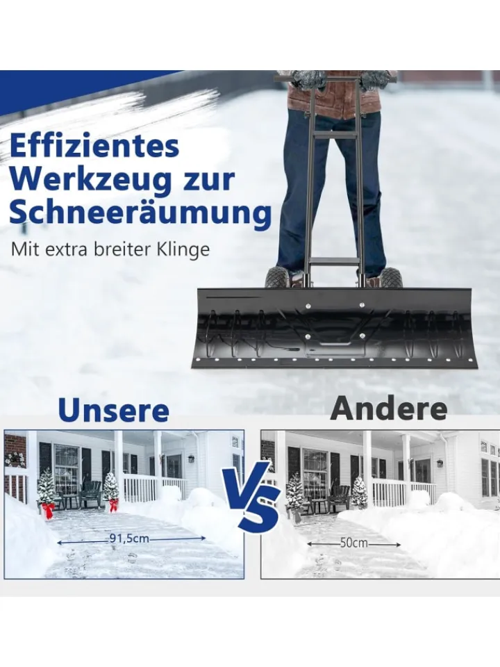 COSTWAY Weitere Haushaltshelfer<Schneeschaufel mit Rädern in Schwarz