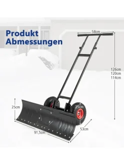 COSTWAY Weitere Haushaltshelfer<Schneeschaufel mit Rädern in Schwarz