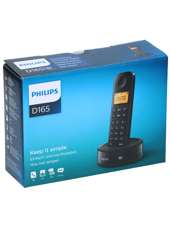 Philips Smartphones & Zubehör<Schnurloses Telefon "D1651B/01" in Schwarz