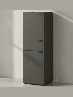 KADIMA DESIGN Badmöbel<Schrank mit Schublade, 34x34x111 cm, leise Schließtechnik in Grau-Beige