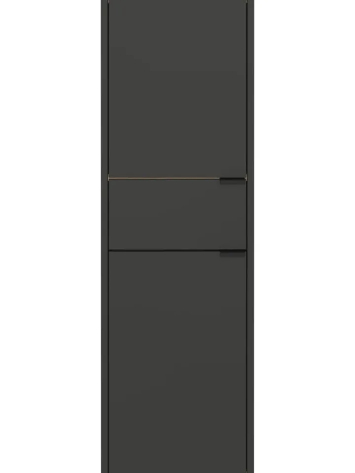 KADIMA DESIGN Badmöbel<Schrank mit Schublade, 34x34x111 cm, leise Schließtechnik in Grau-Beige