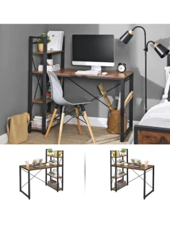Songmics Tische<Schreibtisch in Braun/ Schwarz - (B)97 x (H)120 x (T)56 cm