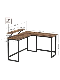 Songmics Tische<Schreibtisch in Braun/ Schwarz - (H)76 cm