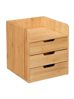 relaxdays Büro- & Schulbedarf<Schreibtisch Organizer in Natur - (B)30 x (H)33 x (T)31 cm