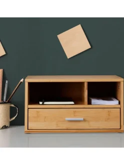 relaxdays Büro- & Schulbedarf<Schreibtisch Organizer in Natur - (B)40 x (H)22 x (T)31 cm