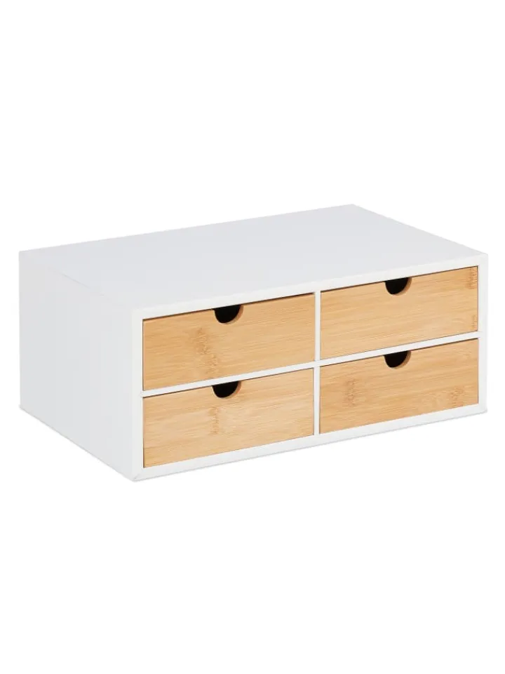 relaxdays Büro- & Schulbedarf<Schreibtisch Organizer in Weiß/Natur - (B)33 x (H)14 x (T)21 cm