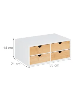 relaxdays Büro- & Schulbedarf<Schreibtisch Organizer in Weiß/Natur - (B)33 x (H)14 x (T)21 cm