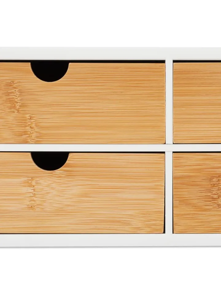relaxdays Büro- & Schulbedarf<Schreibtisch Organizer in Weiß/Natur - (B)33 x (H)14 x (T)21 cm