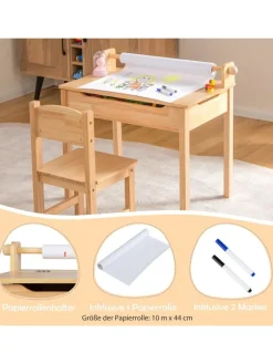 COSTWAY Möbel-Sets<Schreibtisch Set ab 3 Jahren in Beige
