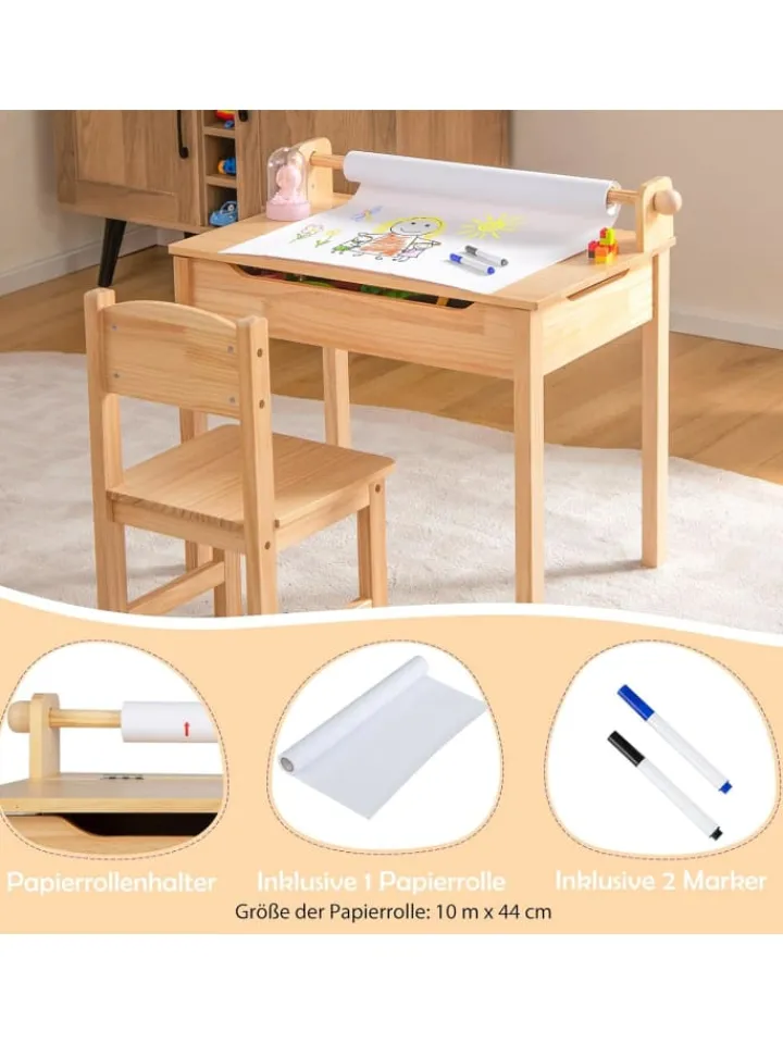 COSTWAY Möbel-Sets<Schreibtisch Set ab 3 Jahren in Beige
