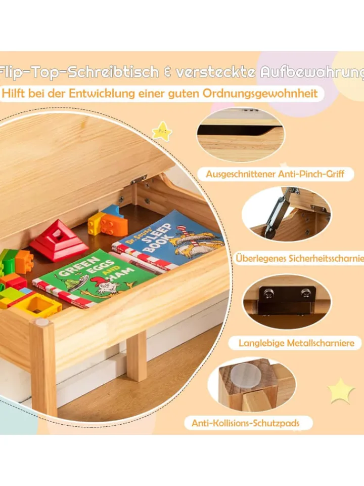 COSTWAY Möbel-Sets<Schreibtisch Set ab 3 Jahren in Beige