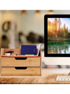 relaxdays Büro- & Schulbedarf<Schreibtisch-Organizer in Natur