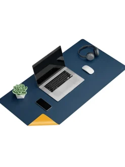 SAX Büro- & Schulbedarf<Schreibtischunterlage in Dunkelblau/ Gelb - (L)90 x (B)45 cm