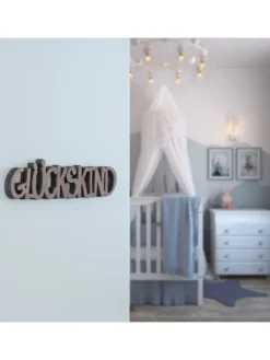 MARELIDA Dekofiguren & -Objekte<Schriftzug GLÜCKSKIND Holzschild Dekoschild 17,5x3,5cm in braun