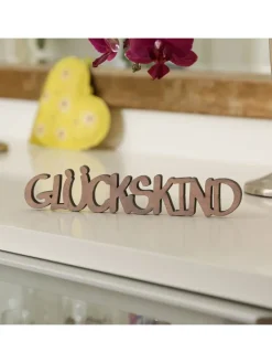 MARELIDA Dekofiguren & -Objekte<Schriftzug GLÜCKSKIND Holzschild Dekoschild 17,5x3,5cm in braun