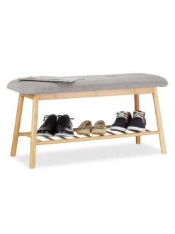relaxdays Garderoben<Schuhbank in Natur/Grau