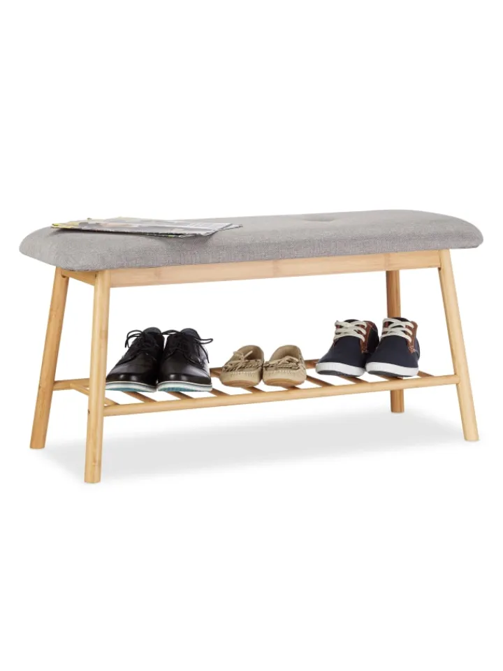 relaxdays Garderoben<Schuhbank in Natur/Grau