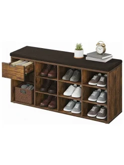 Songmics Garderoben|Regale & Schränke<Schuhbank in Schwarz/ Braun - (B)104 x (H)48 x (T)30 cm
