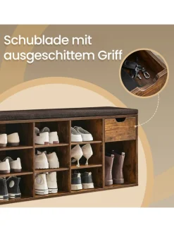 Songmics Garderoben|Regale & Schränke<Schuhbank in Schwarz/ Braun - (B)104 x (H)48 x (T)30 cm