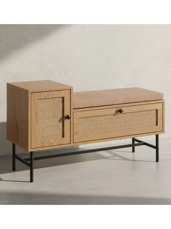KADIMA DESIGN Garderoben<Schuhbank mit Sitzfläche 100x60x38 cm Garderobenbank Eiche-Dekor,