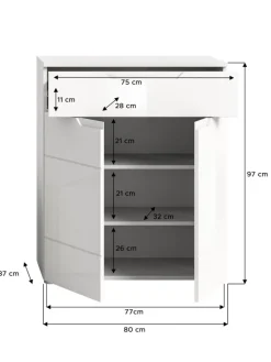 xonox.home Garderoben<Schuhkommode (B/H/T: 80x97x37 cm) in weiß und weiß Hochglanz