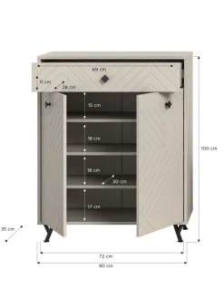 xonox.home Garderoben<Schuhkommode (B/H/T: 80x100x35 cm) in sandbeige