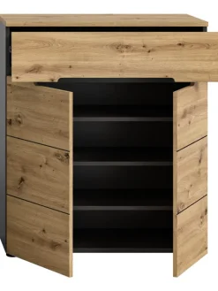 xonox.home Garderoben<Schuhkommode (B/H/T: 80x94x37 cm) in Basalt grau und Artisan Nachbildung
