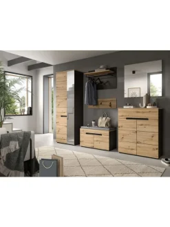 xonox.home Garderoben<Schuhkommode (B/H/T: 80x94x37 cm) in Basalt grau und Artisan Nachbildung