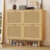 ABRIHOME Garderoben<Schuhkommode in Braun mit Rattan-Schubladen 100x25x90 cm