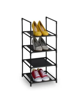 relaxdays Garderoben<Schuhregal in Schwarz/ Grau - (B)33 x (H)72 x (T)33 cm